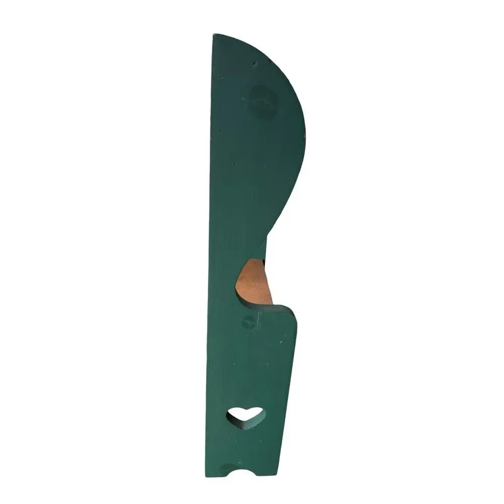 Vintage Wooden Three Tiered Wall Shelf Heart Cutout Country Green 27.5” x 14”
